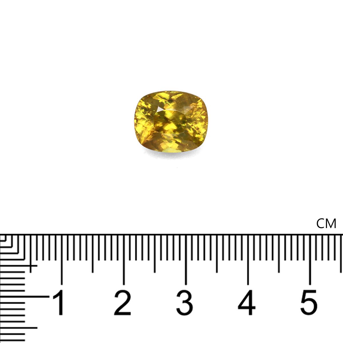 lime green sphene, 6.29ct cushion cut — view 4
