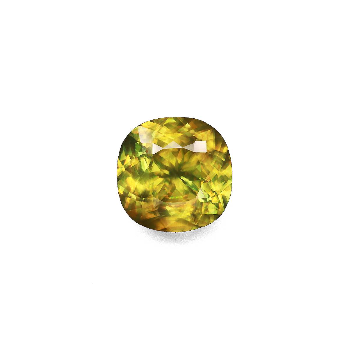 lime green sphene, 3.92ct cushion cut — main view