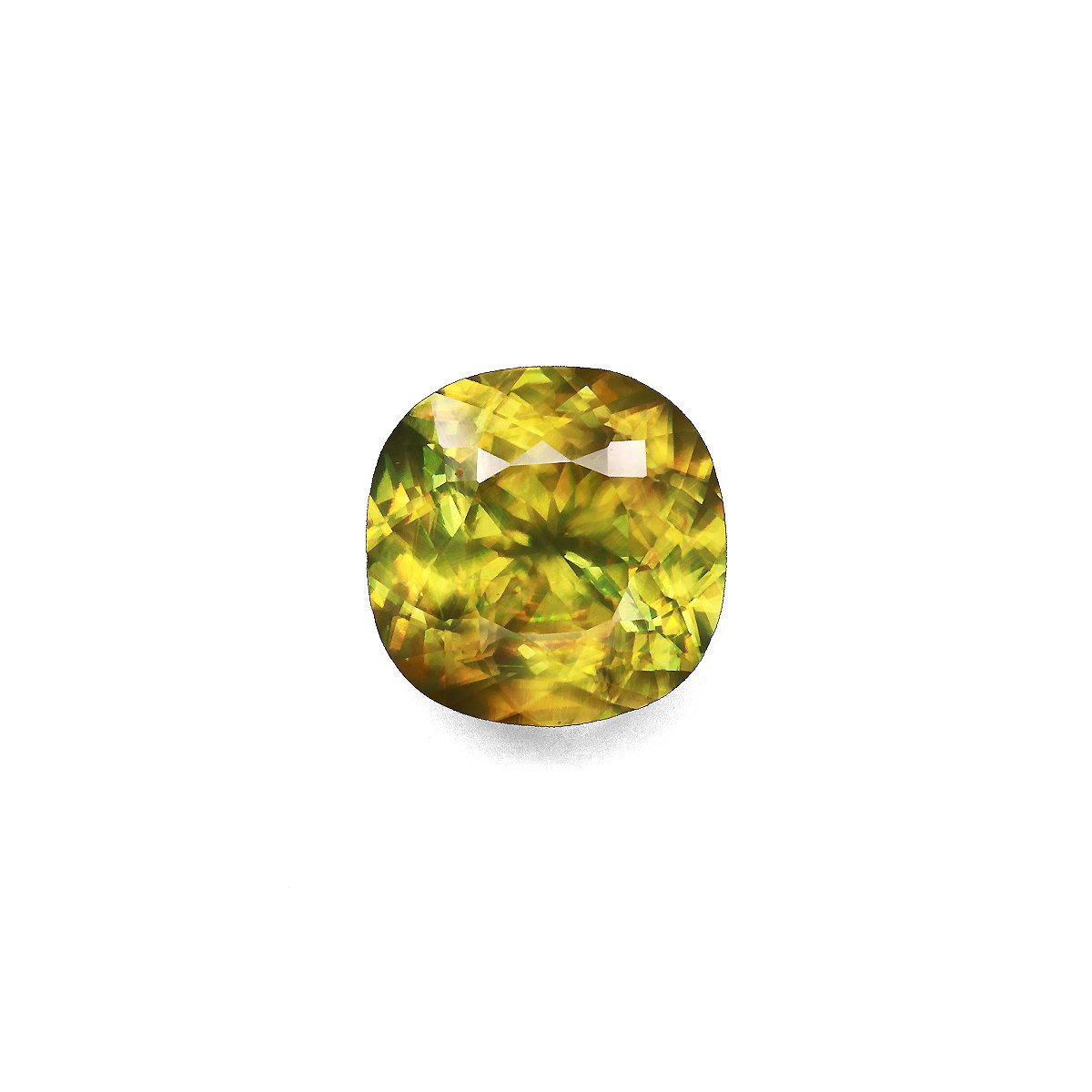 lime green sphene, 3.92ct cushion cut — main view