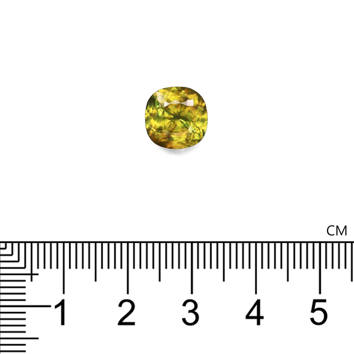 lime green sphene, 3.92ct cushion cut — view 4