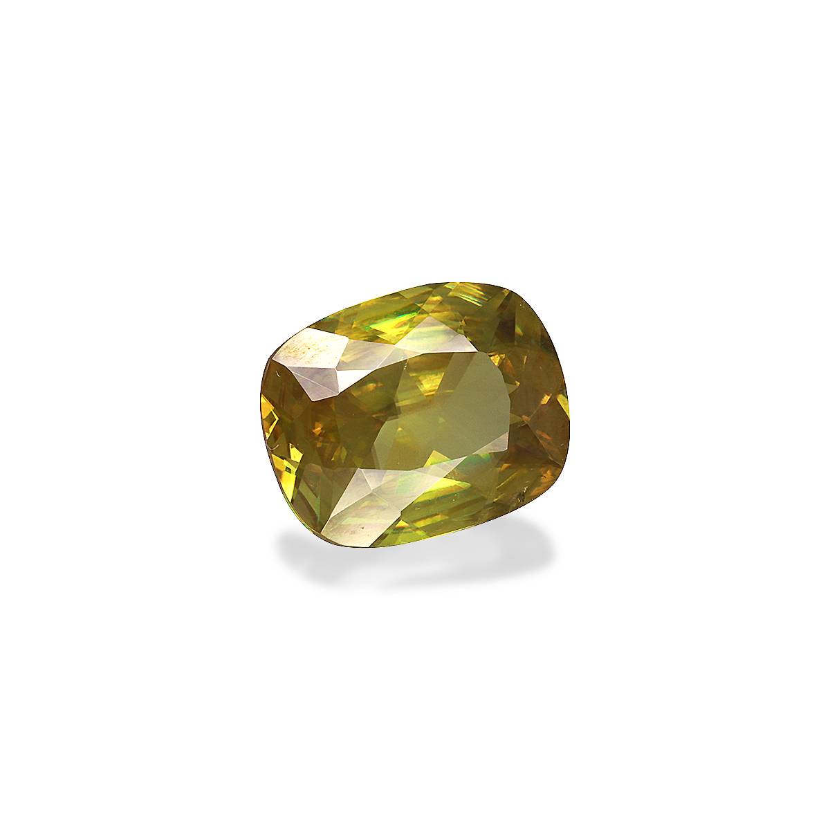 lime green sphene, 3.47ct cushion cut — view 3