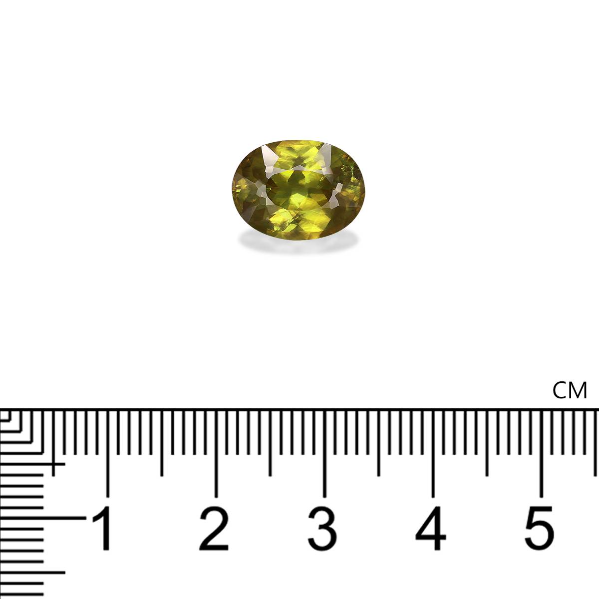 lime green sphene, 4.21ct oval cut — view 4