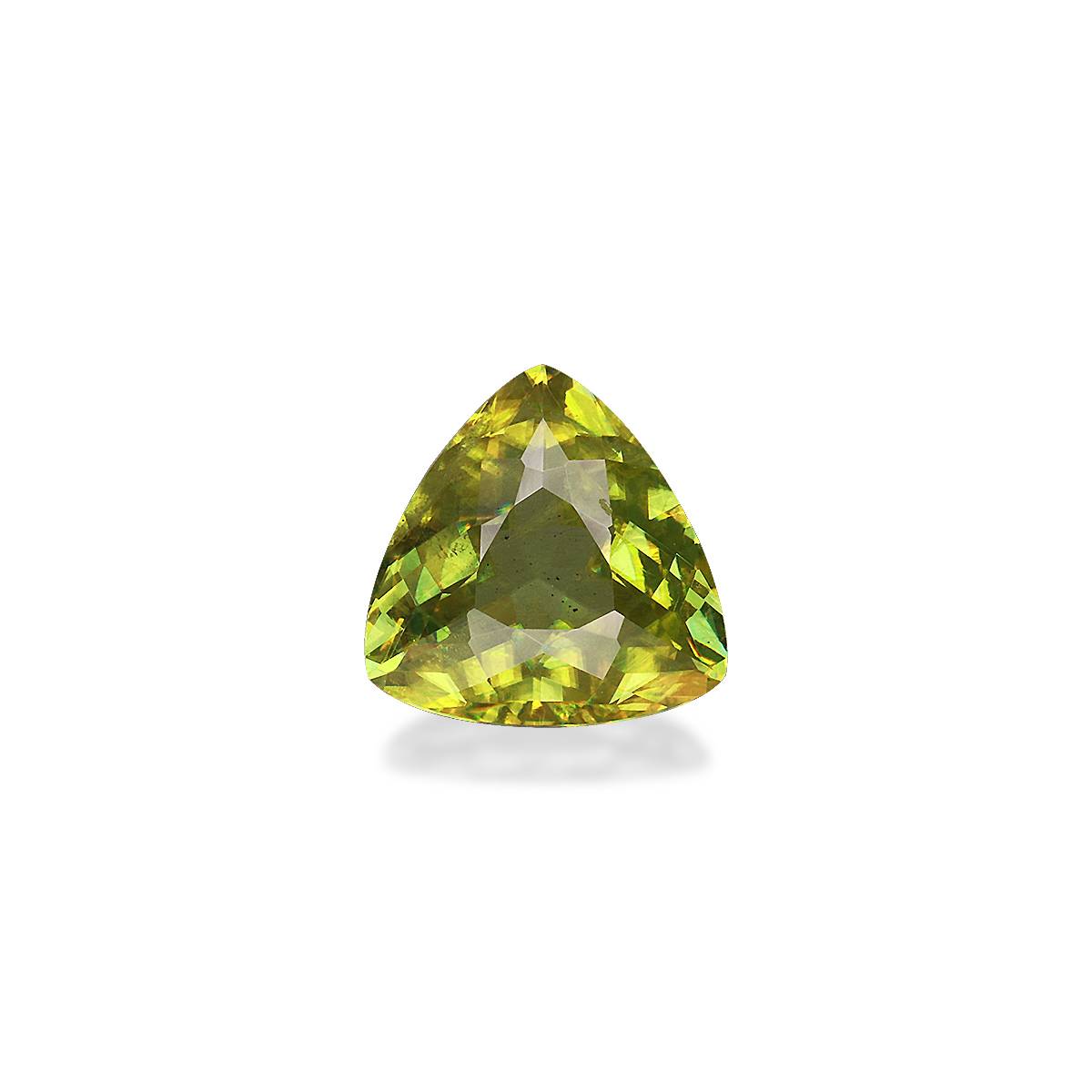 lime green sphene, 2.3ct trilliant cut — main view