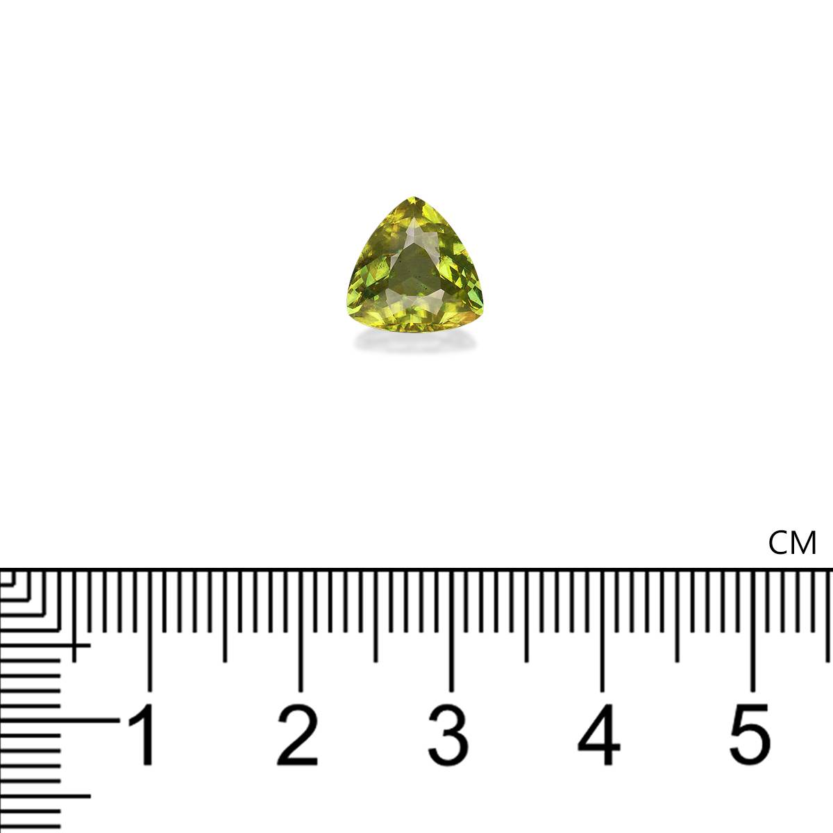 lime green sphene, 2.3ct trilliant cut — view 4