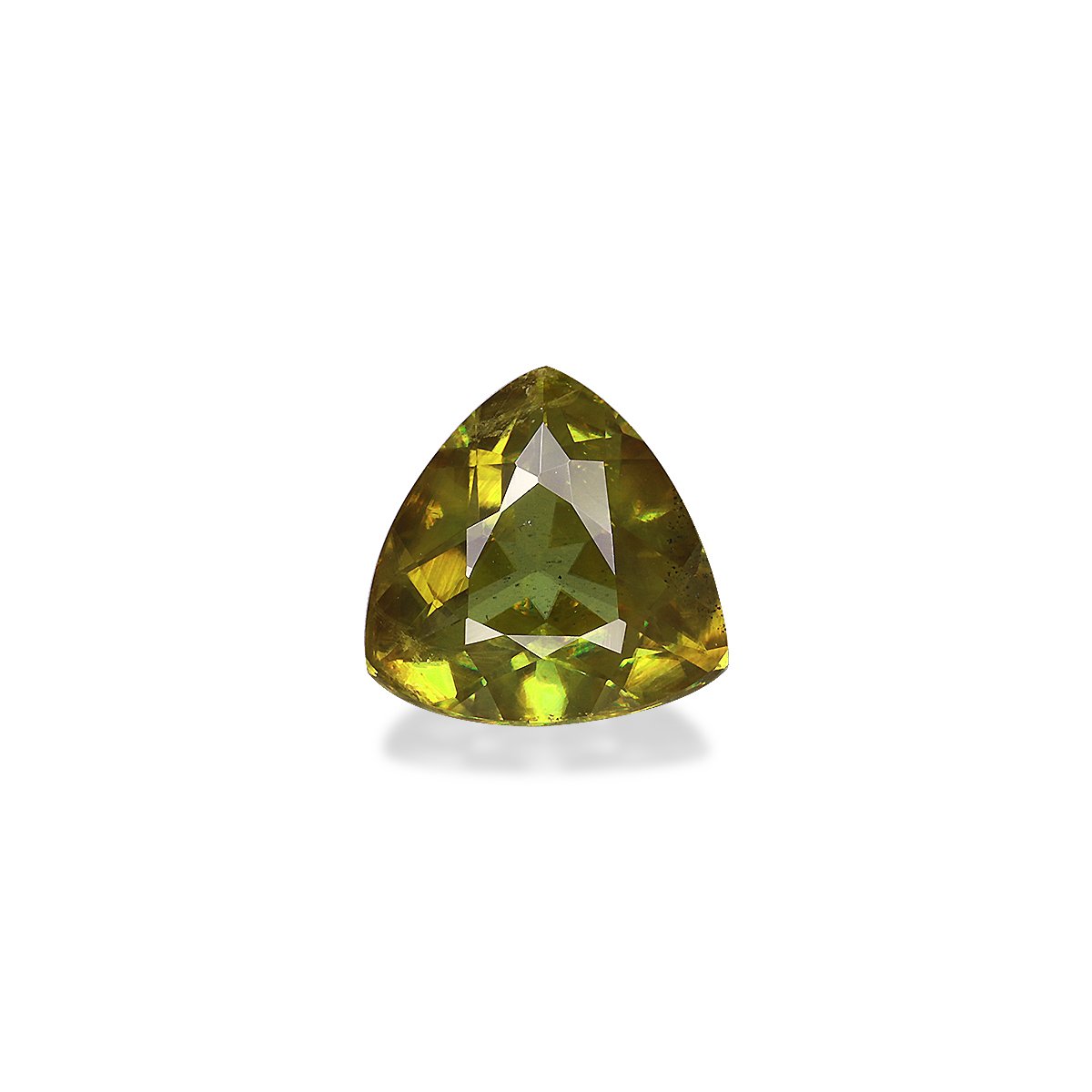 lime green sphene, 3.61ct trilliant cut — main view