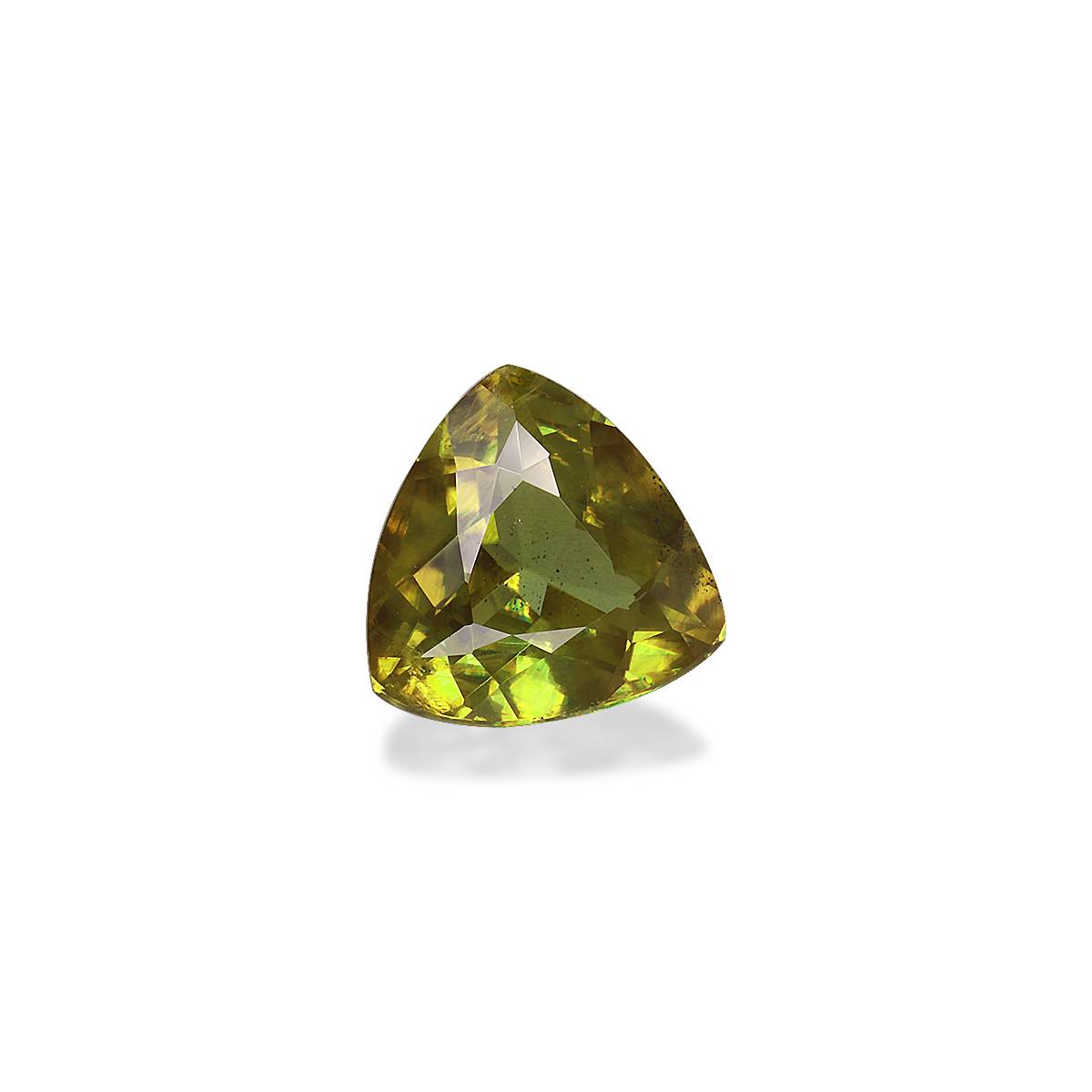 lime green sphene, 3.61ct trilliant cut — view 3