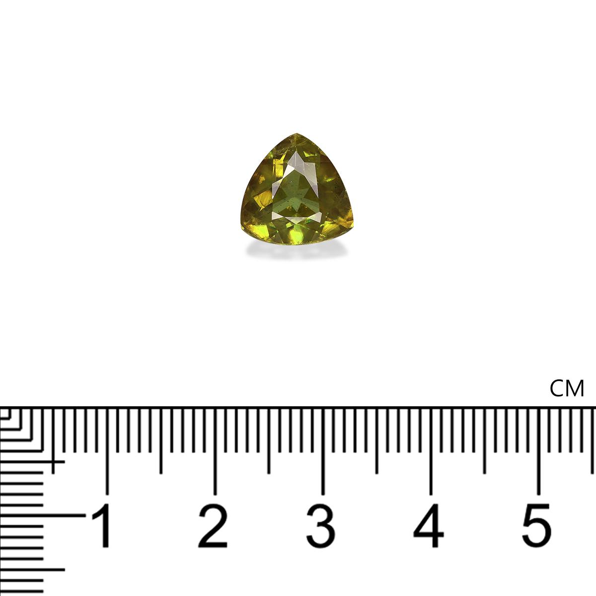 lime green sphene, 3.61ct trilliant cut — view 4