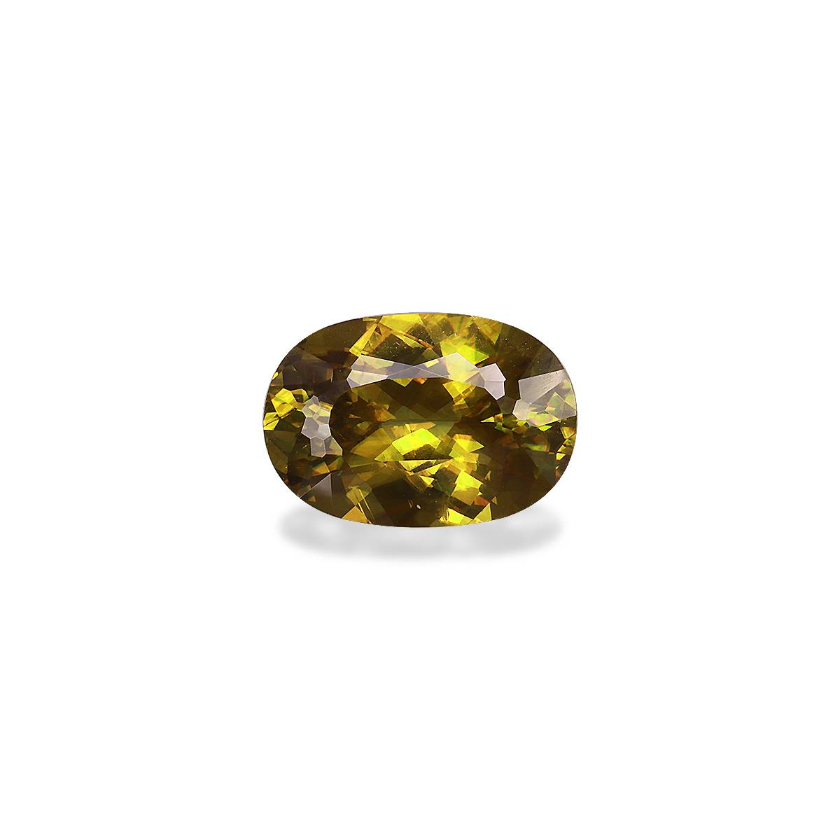 lime green sphene, 3.87ct oval cut — main view