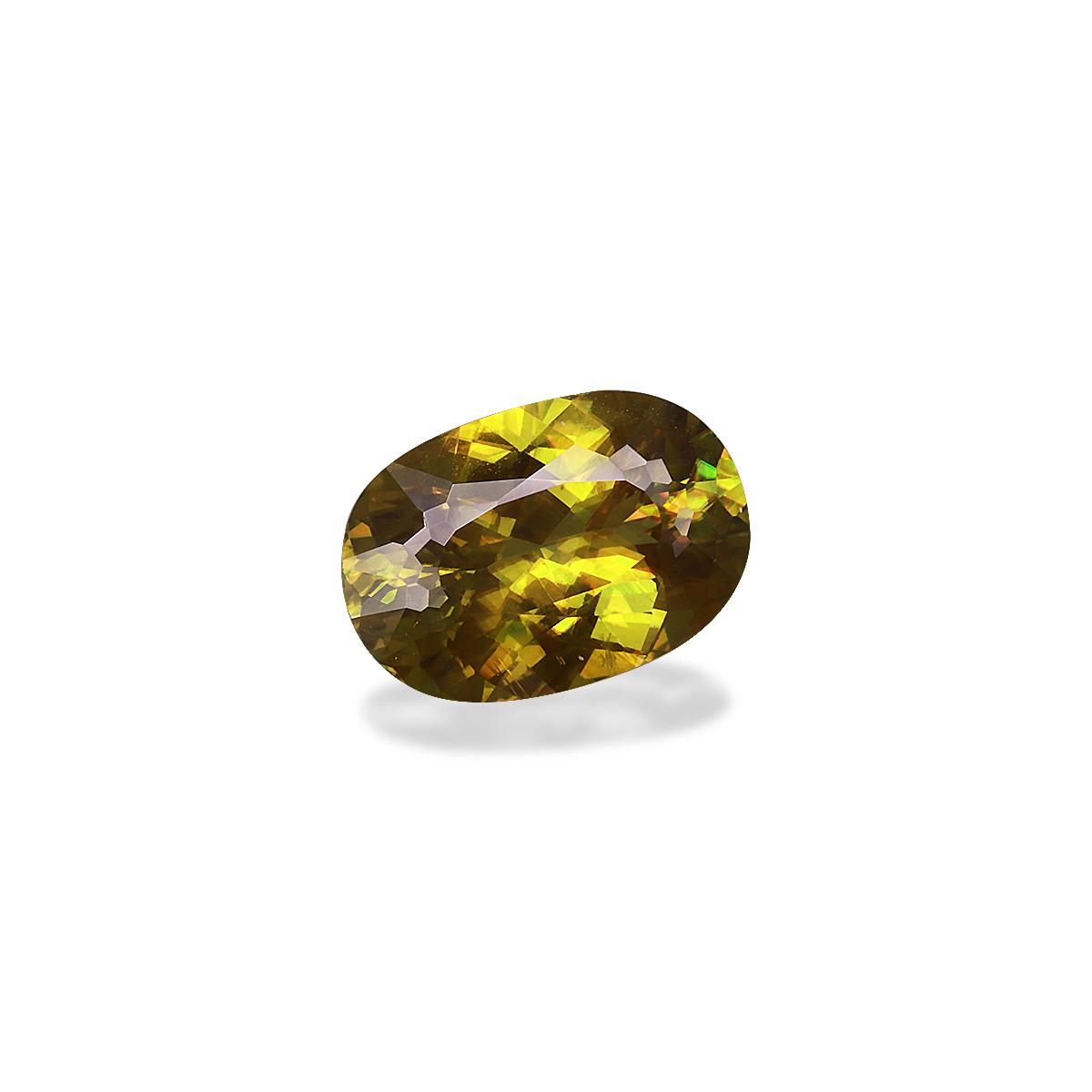 lime green sphene, 3.87ct oval cut — view 3