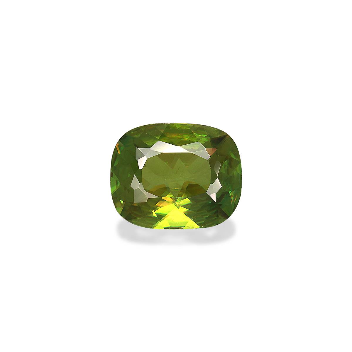 green sphene, 3.43ct cushion cut — main view