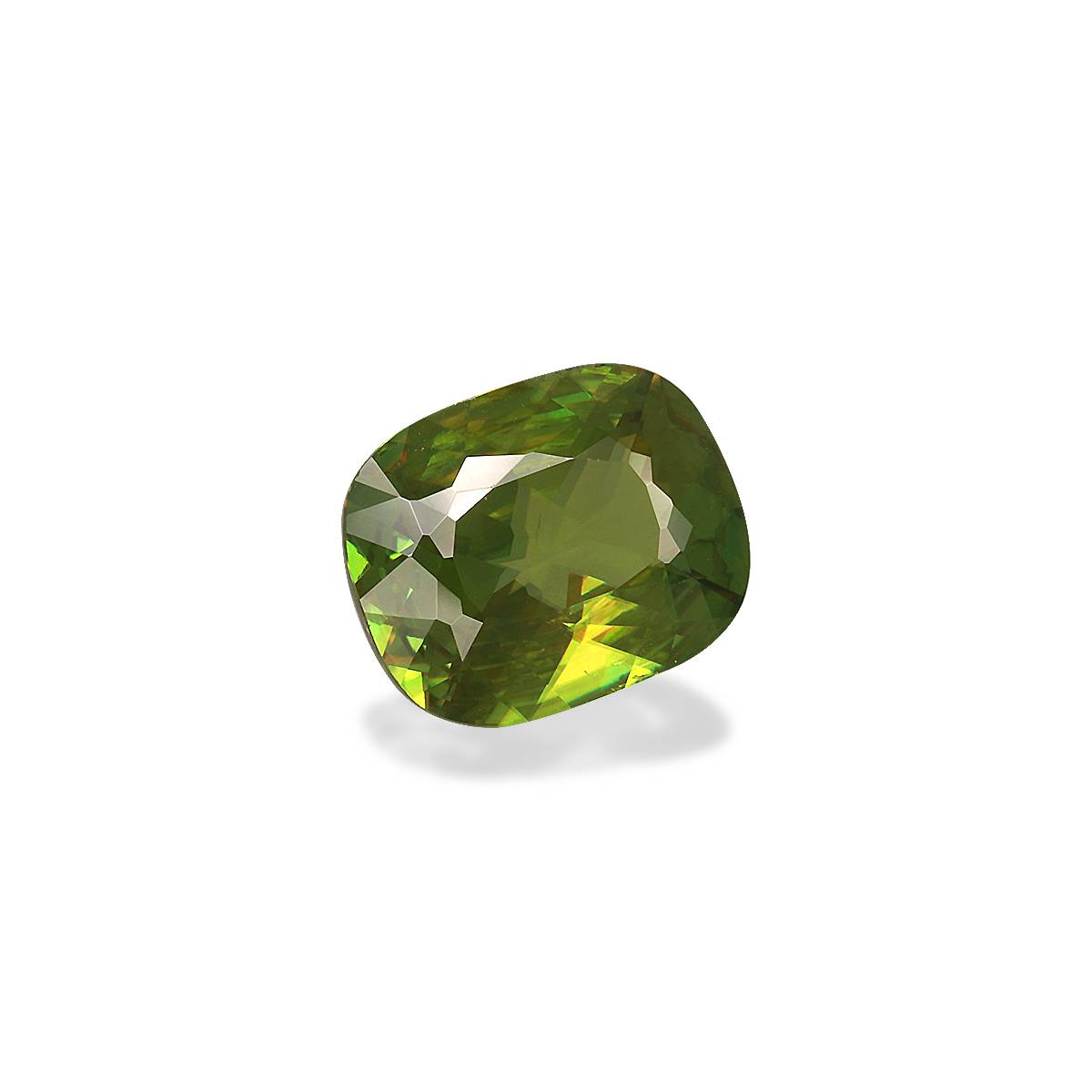 green sphene, 3.43ct cushion cut — view 3