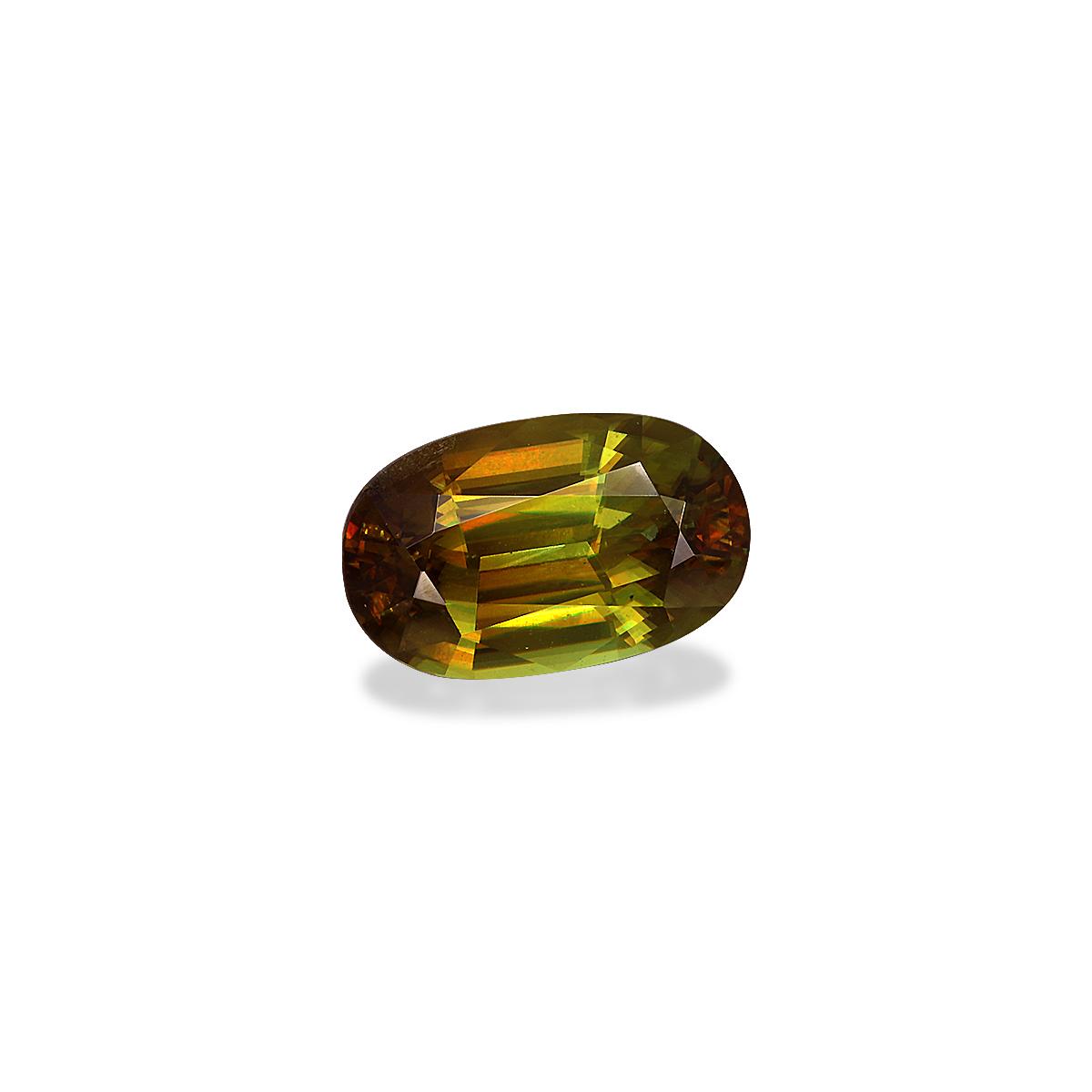 olive green sphene, 7.44ct oval cut — view 3