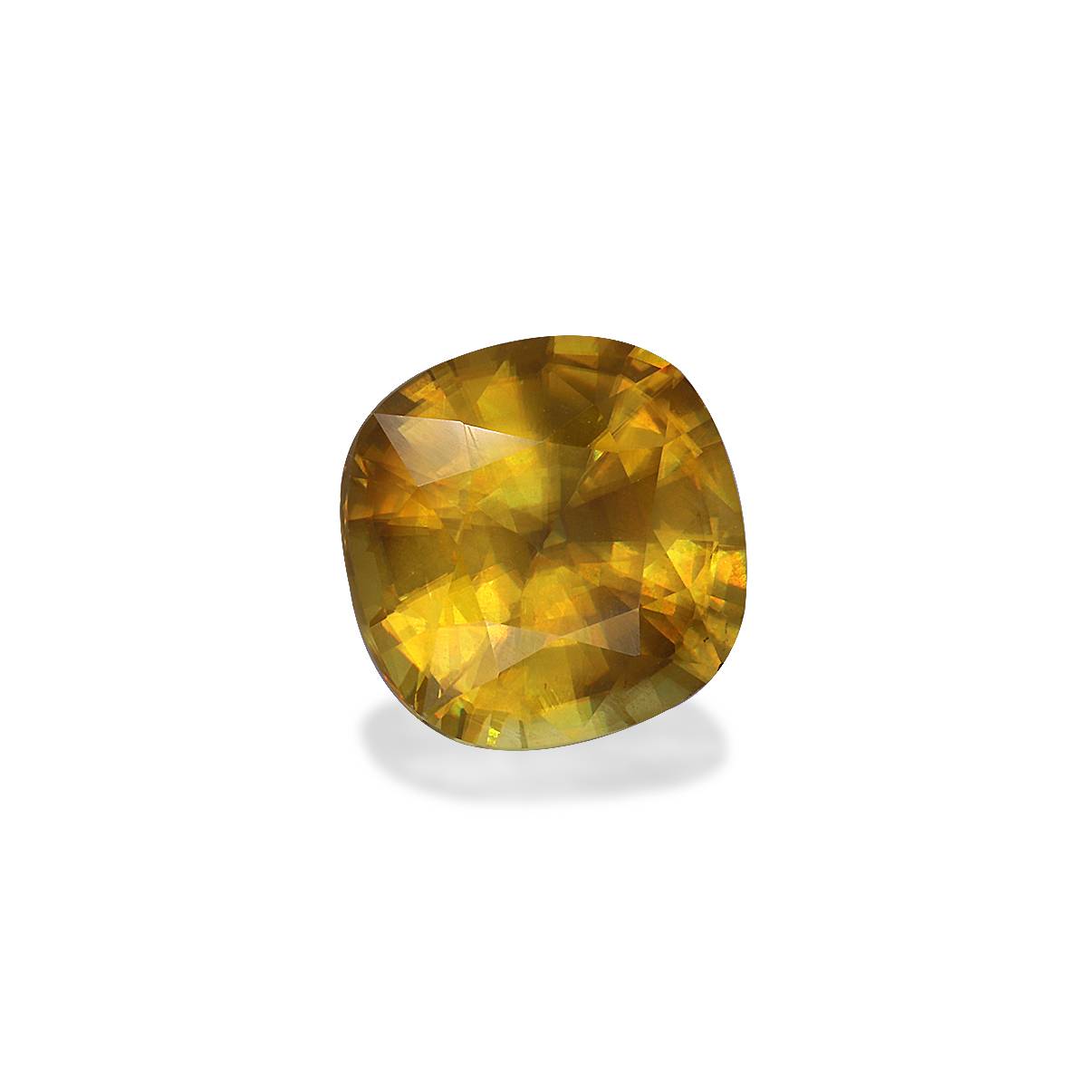 corn yellow sphene, 4.53ct cushion cut — view 3