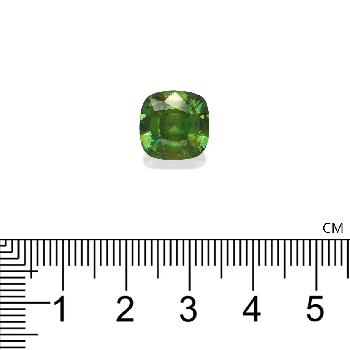 green sphene, 5.51ct cushion cut — view 4