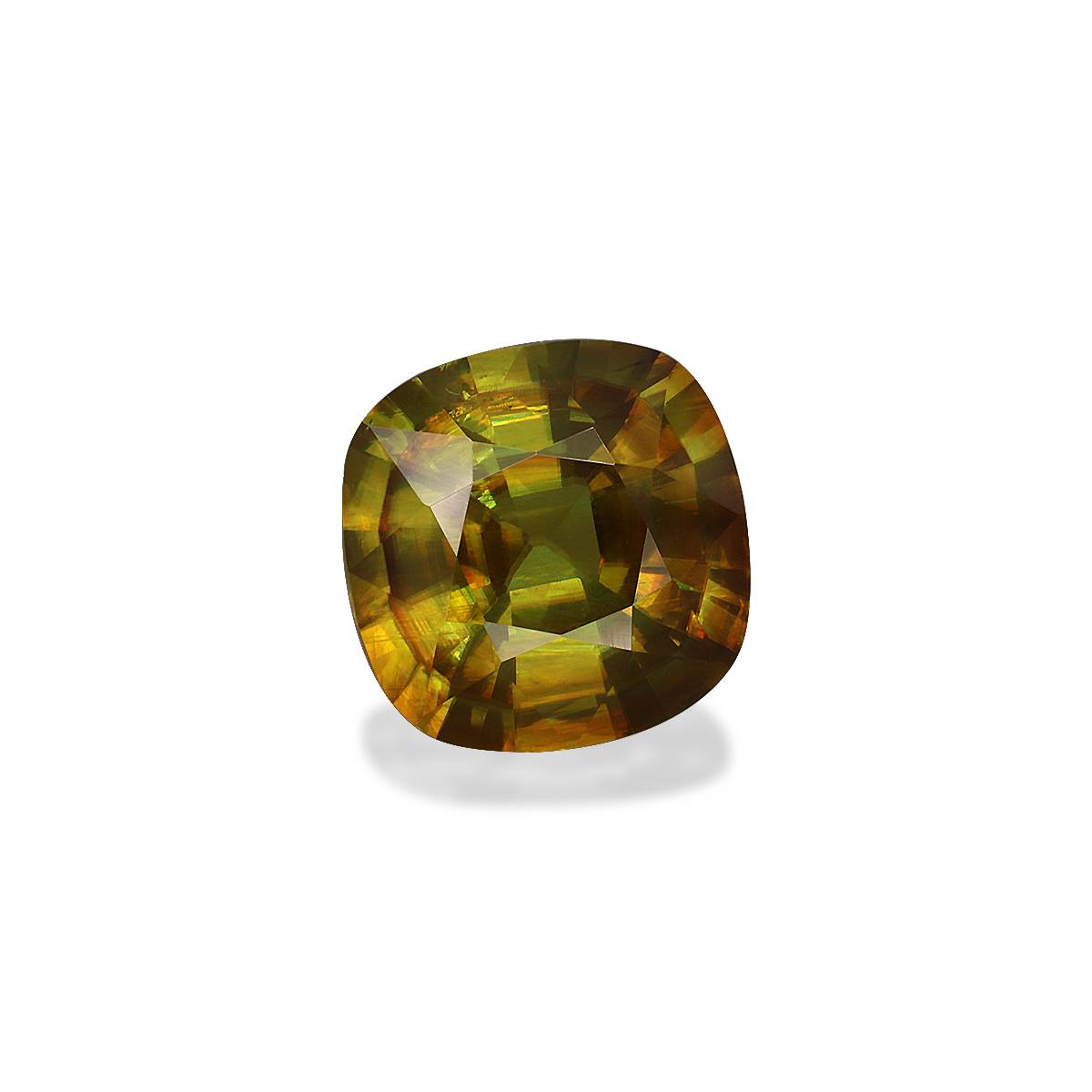 corn yellow sphene, 8.72ct cushion cut — view 3