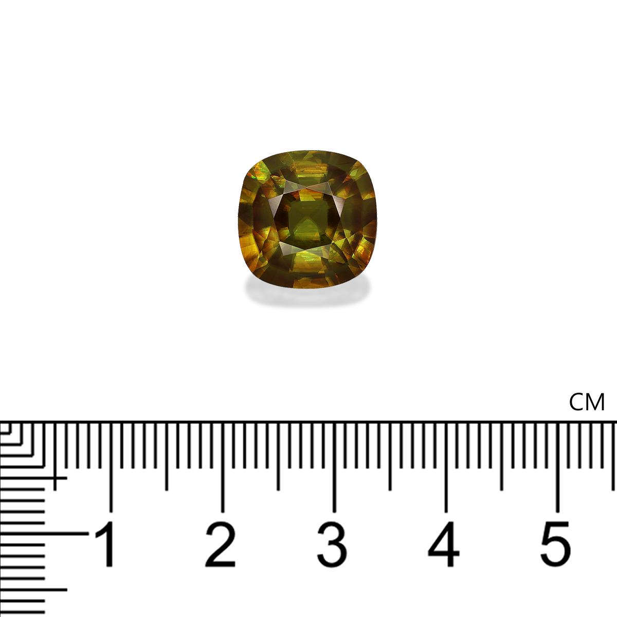 corn yellow sphene, 8.72ct cushion cut — view 4