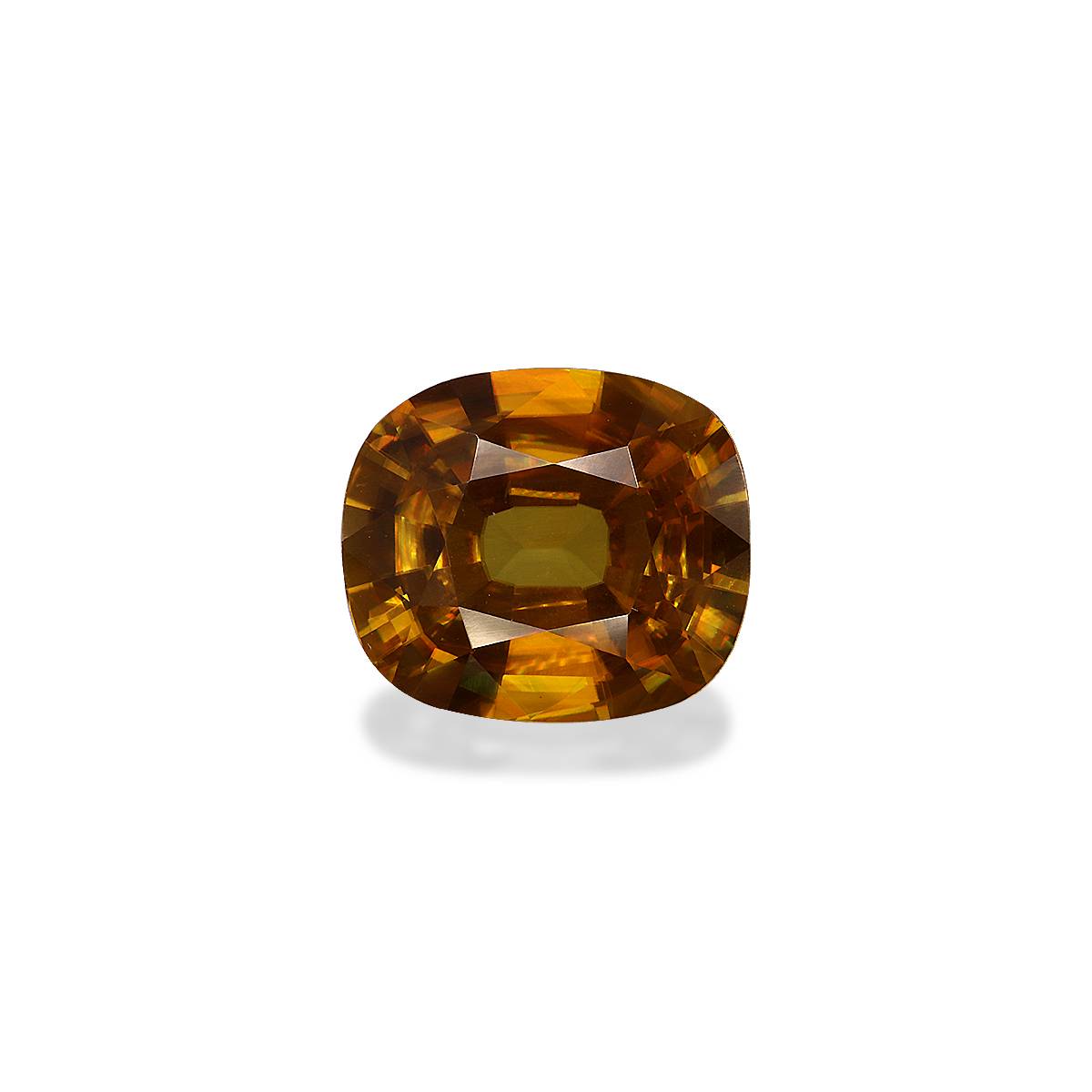 corn yellow sphene, 8.08ct cushion cut — main view
