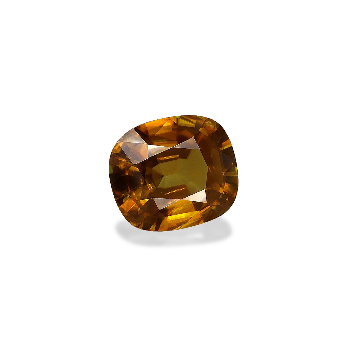 corn yellow sphene, 8.08ct cushion cut — view 3
