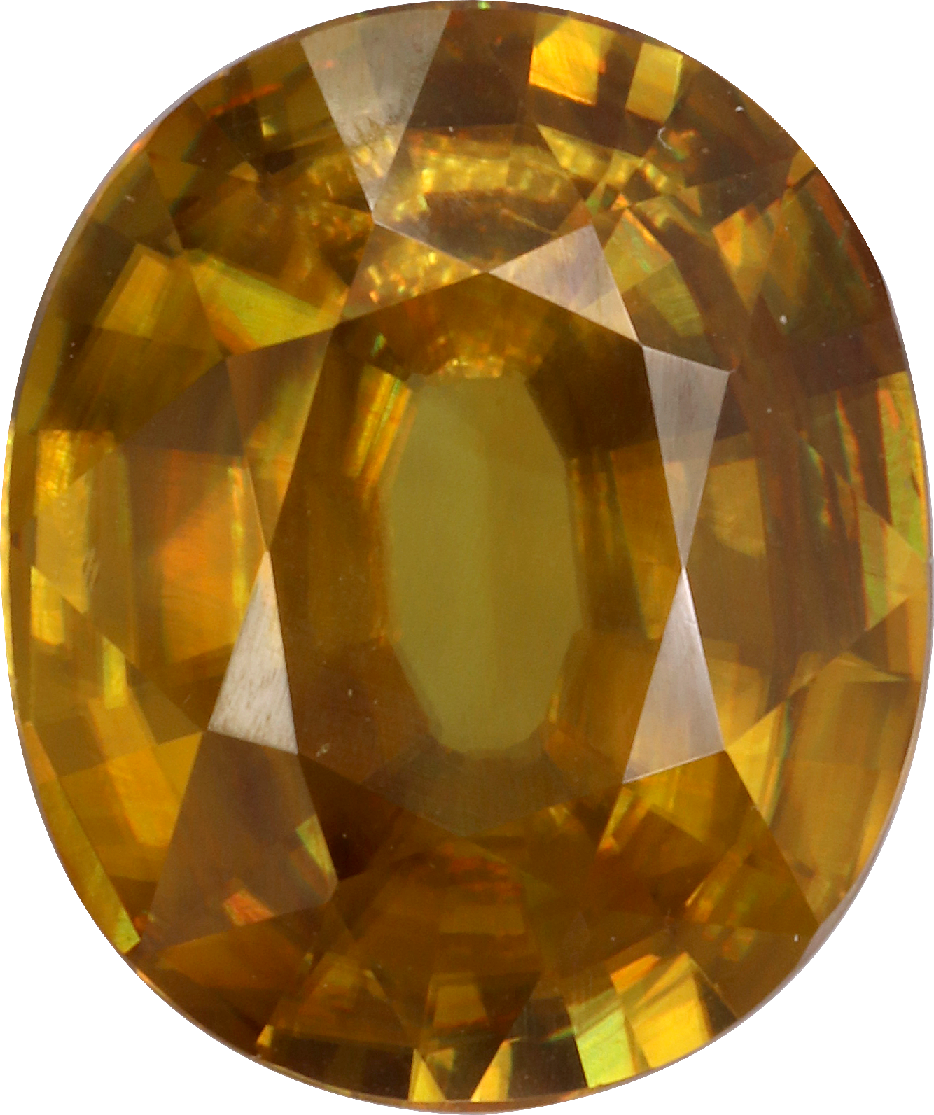 Oval cut sphene, 12.1 by 10.12 mm, shown at actual size
