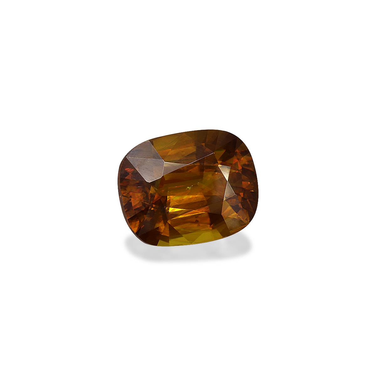 honey yellow sphene, 4.52ct cushion cut — view 3