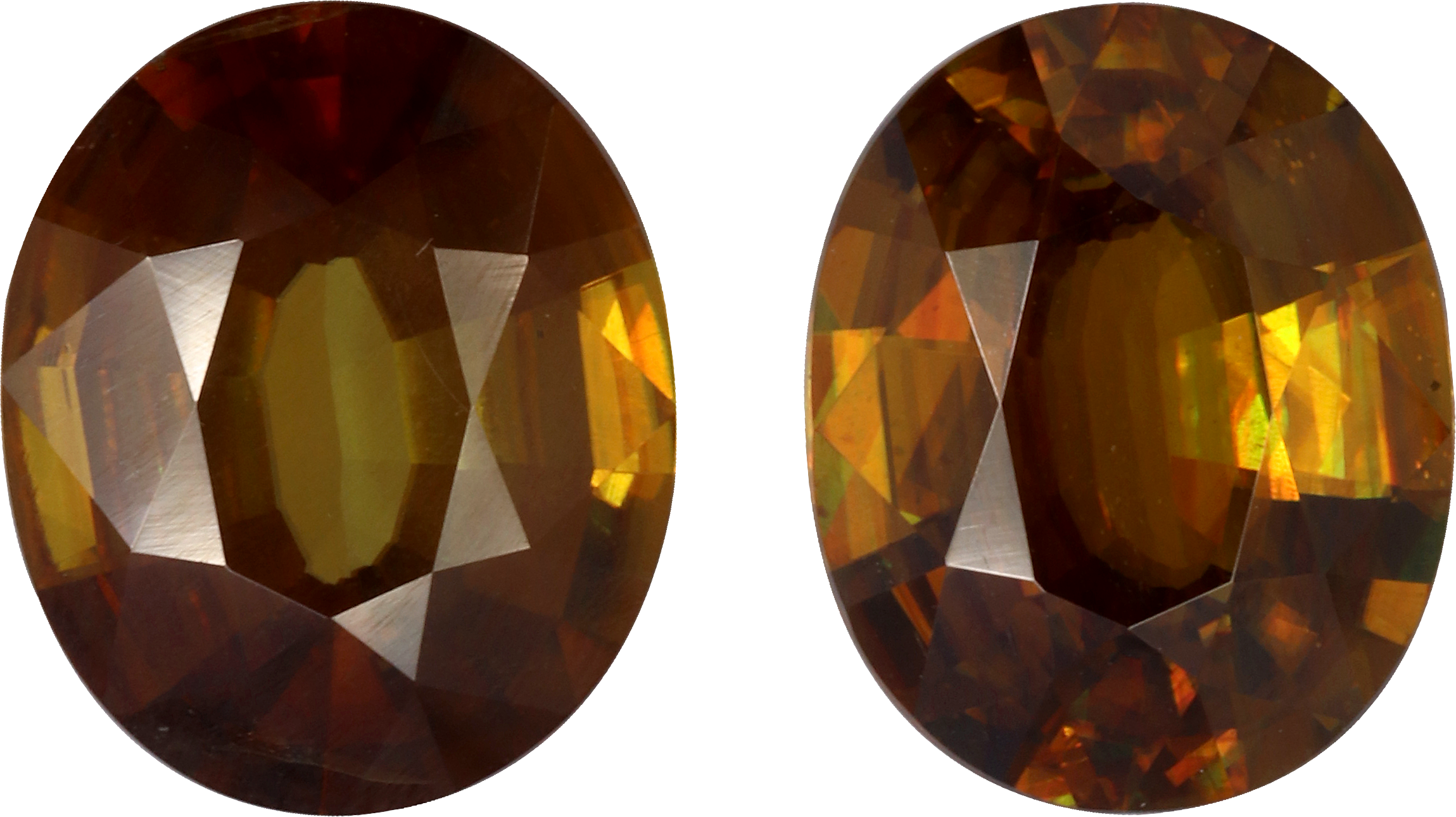 Oval cut sphene, 12.11 by 10.03 mm, shown at actual size