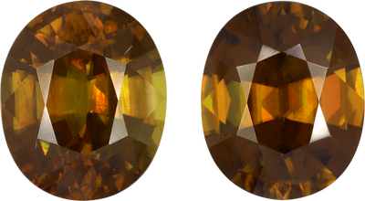 Oval cut sphene, 12.04 by 10.02 mm, shown at actual size