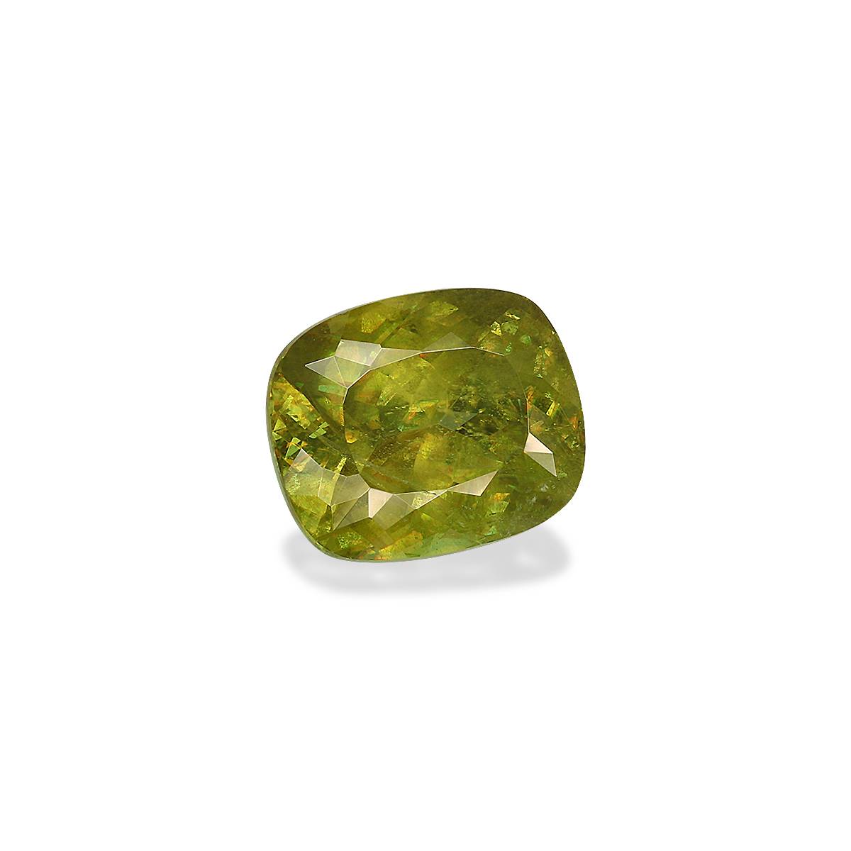lime green sphene, 7.89ct cushion cut — view 3