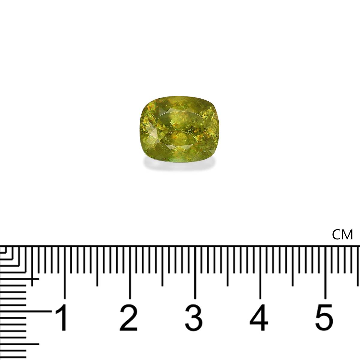 lime green sphene, 7.89ct cushion cut — view 4