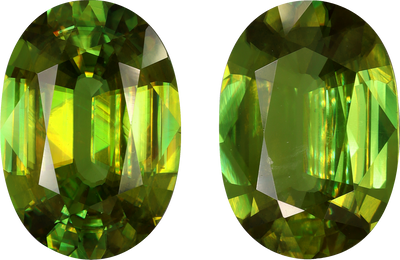 Cushion cut sphene, 16.48 by 11.54 mm, shown at actual size