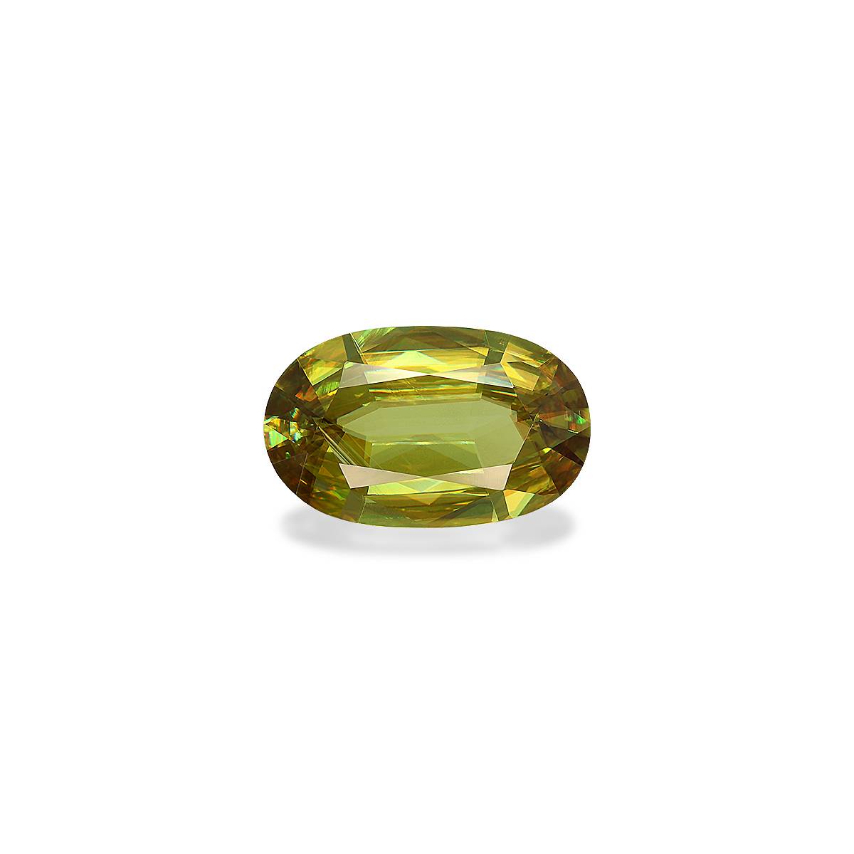 lime green sphene, 6.49ct oval cut — main view