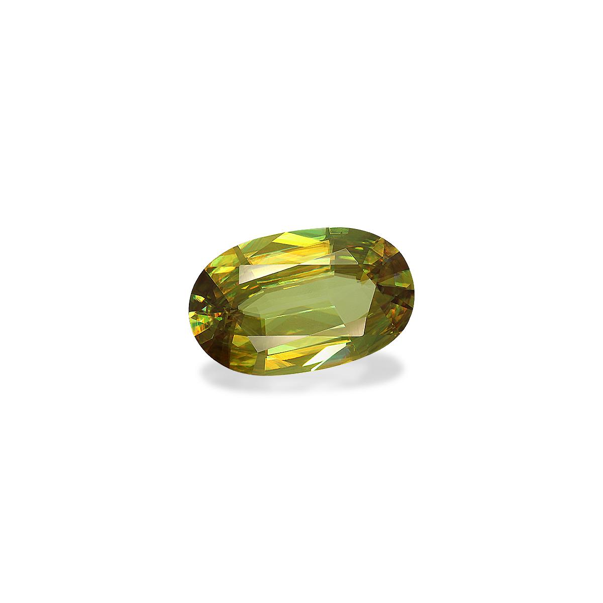 lime green sphene, 6.49ct oval cut — view 3