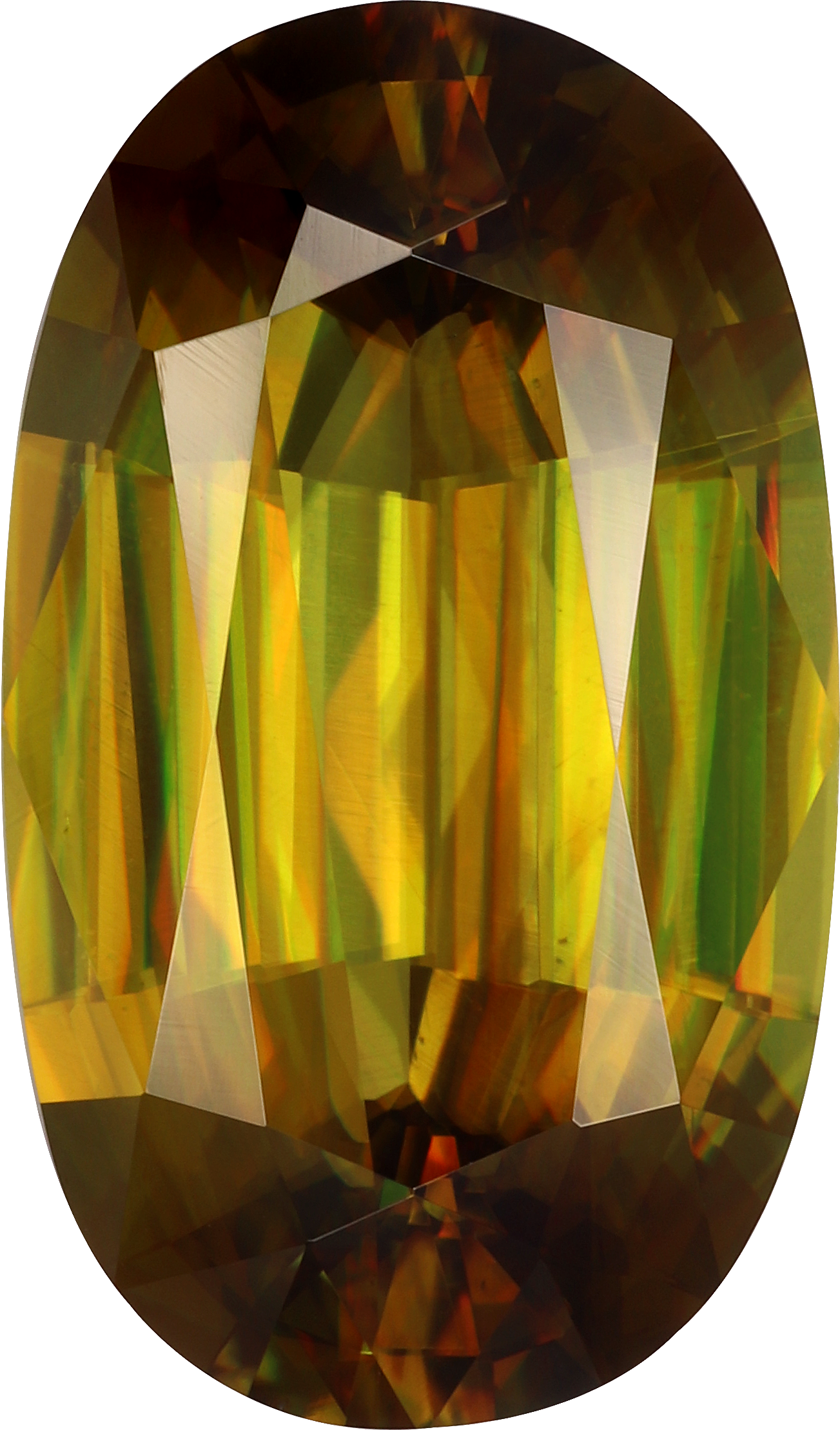 Oval cut sphene, 14.15 by 8.35 mm, shown at actual size