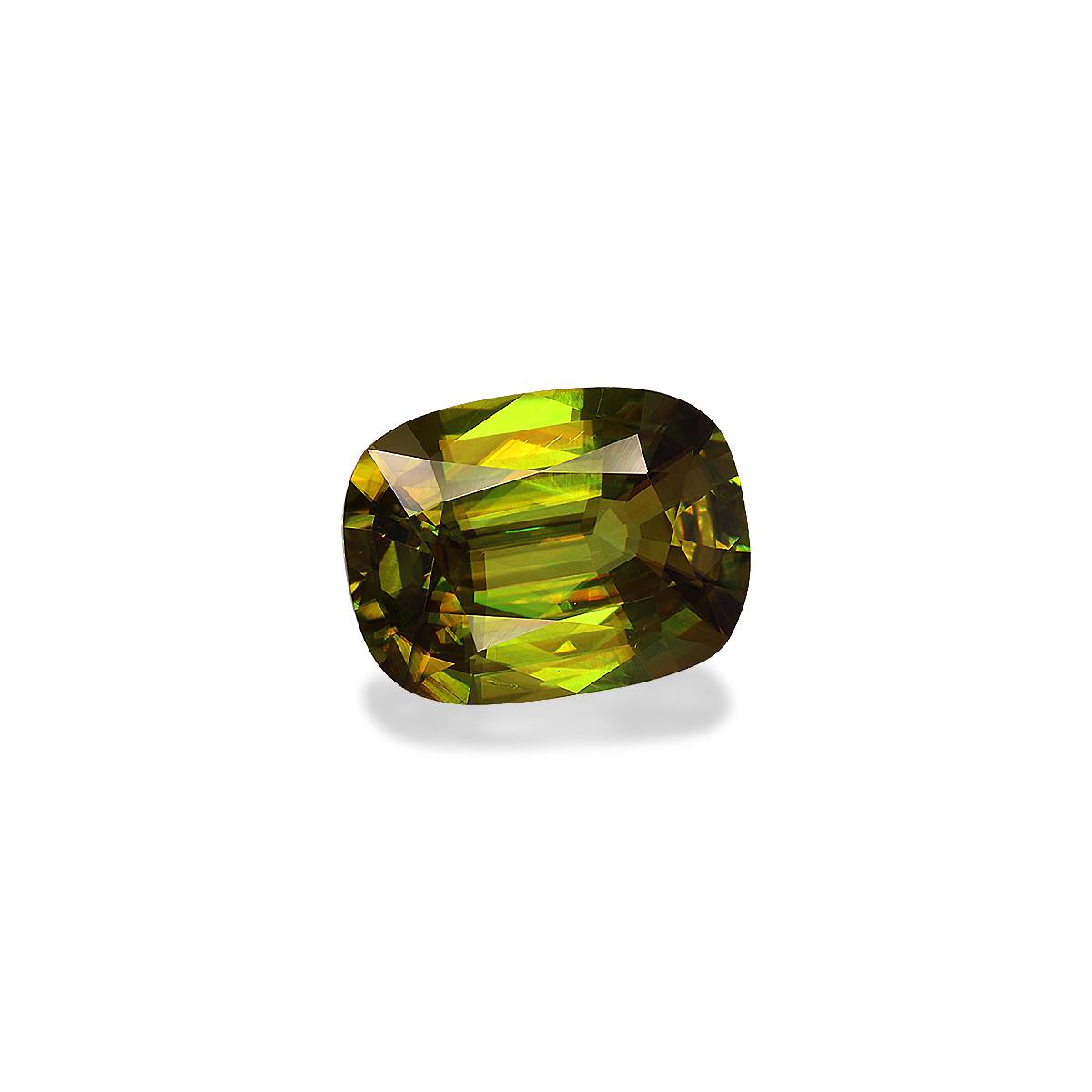corn yellow sphene, 5.57ct cushion cut — view 3