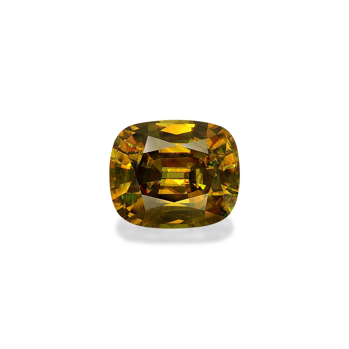 corn yellow sphene, 8.57ct cushion cut — main view