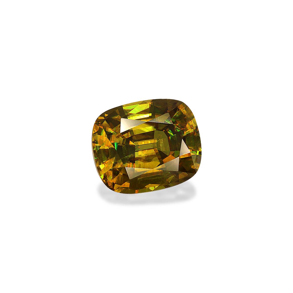 corn yellow sphene, 8.57ct cushion cut — view 3