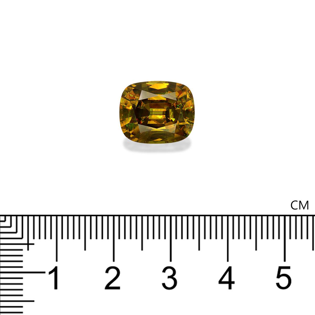 corn yellow sphene, 8.57ct cushion cut — view 4
