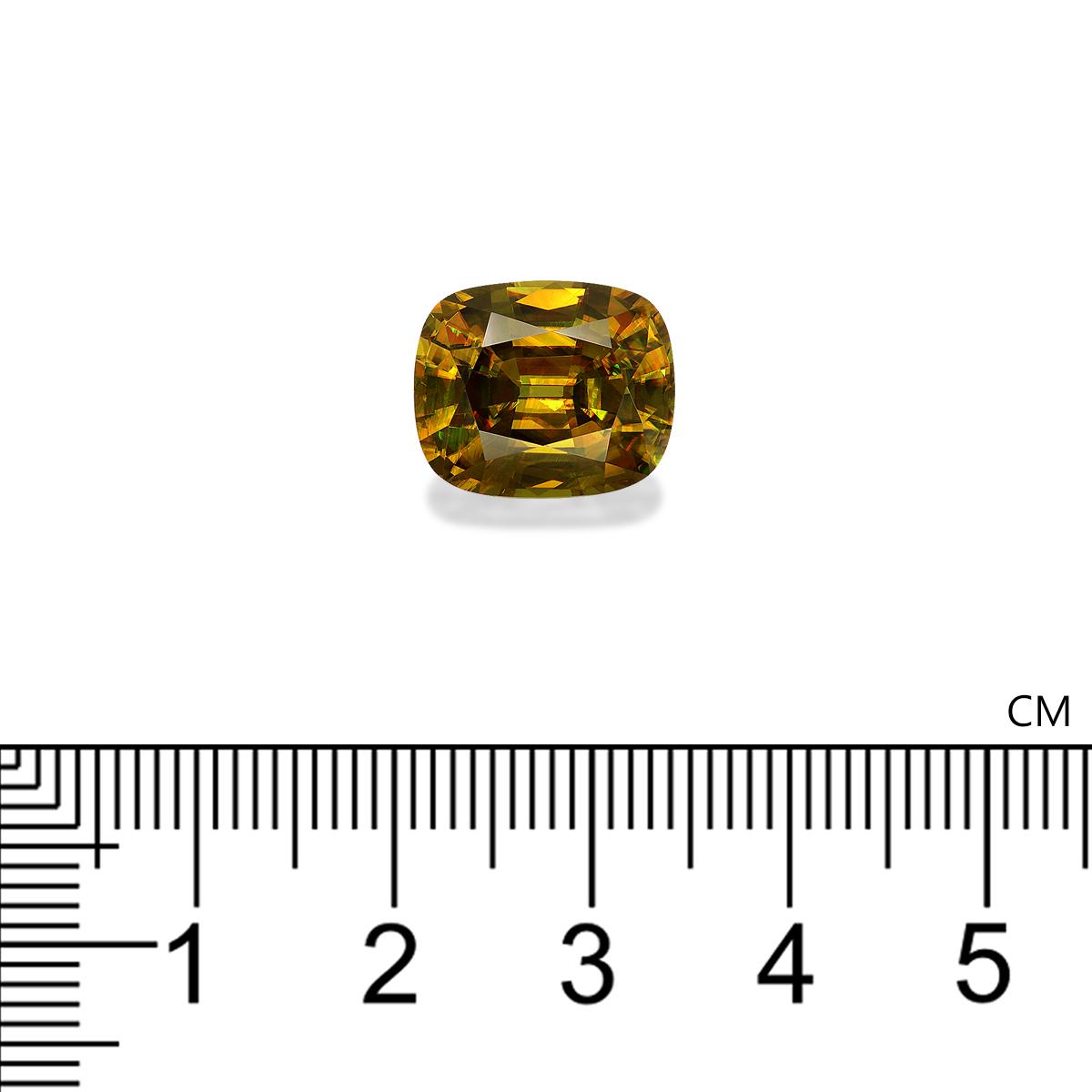 corn yellow sphene, 8.57ct cushion cut — view 4