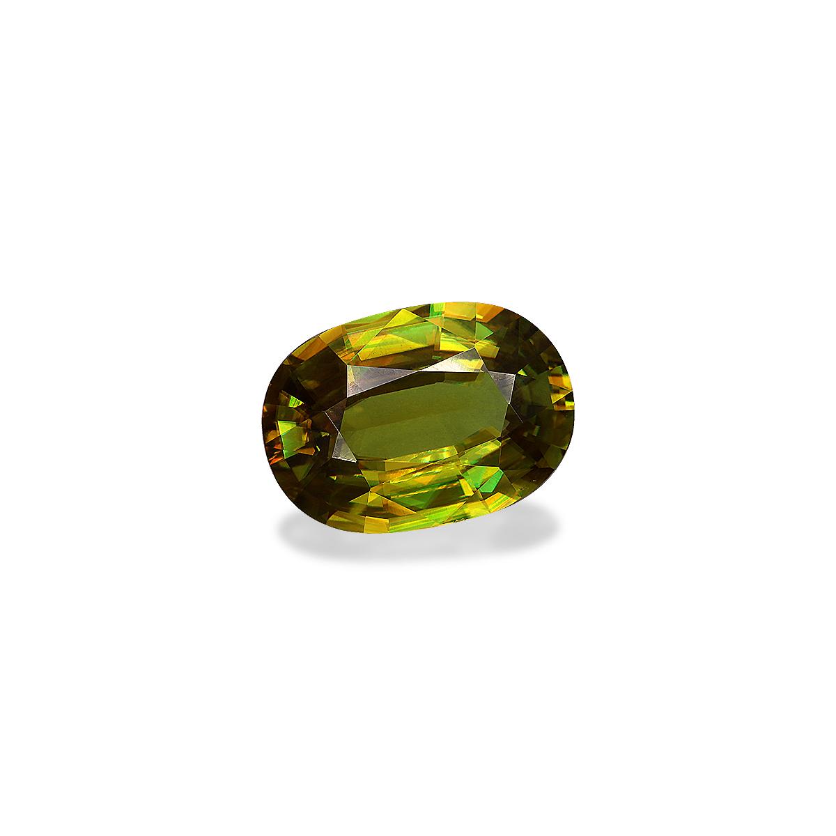 lime green sphene, 8.06ct oval cut — view 2