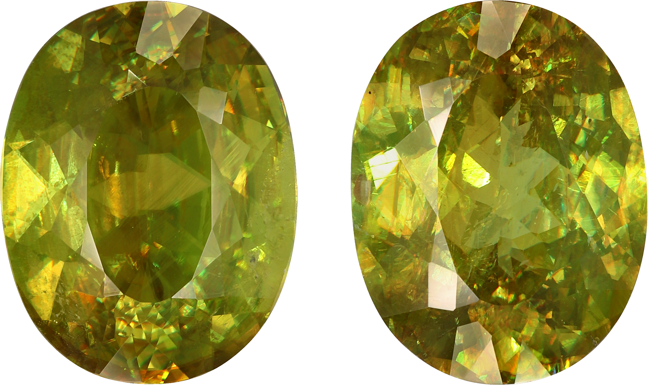 Oval cut sphene, 14.34 by 11.11 mm, shown at actual size