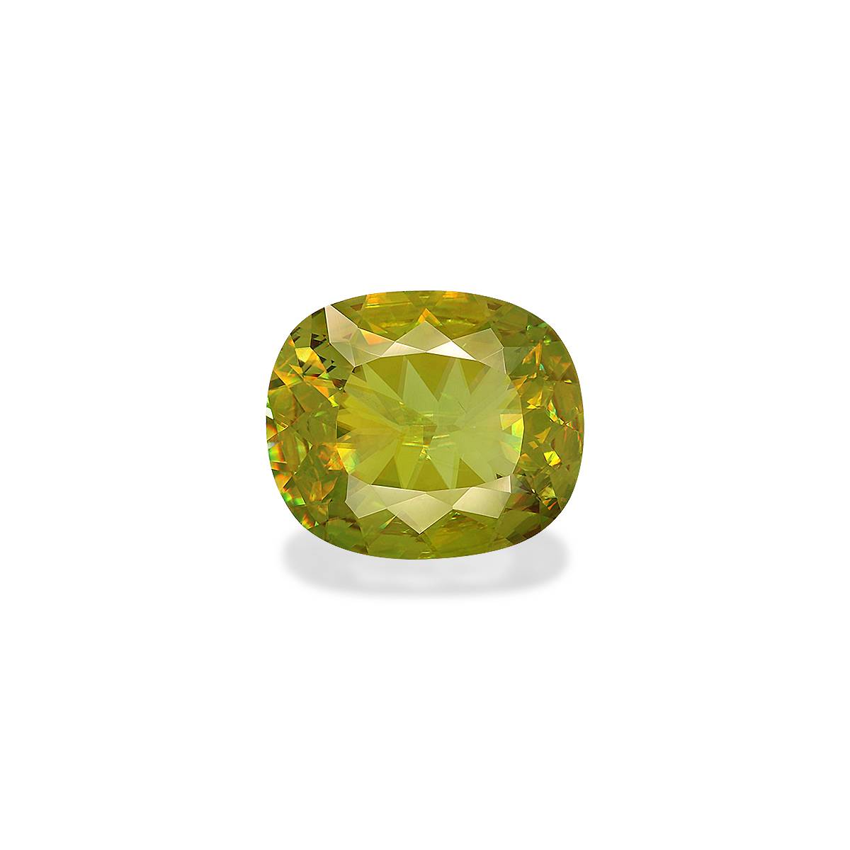 lime green sphene, 5.82ct cushion cut — main view