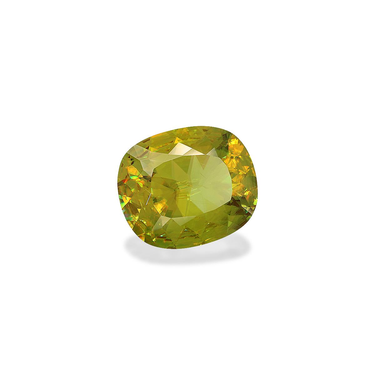 lime green sphene, 5.82ct cushion cut — view 3