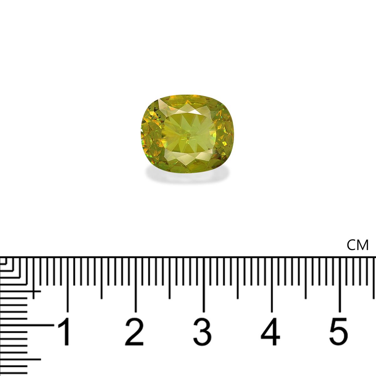 lime green sphene, 5.82ct cushion cut — view 4