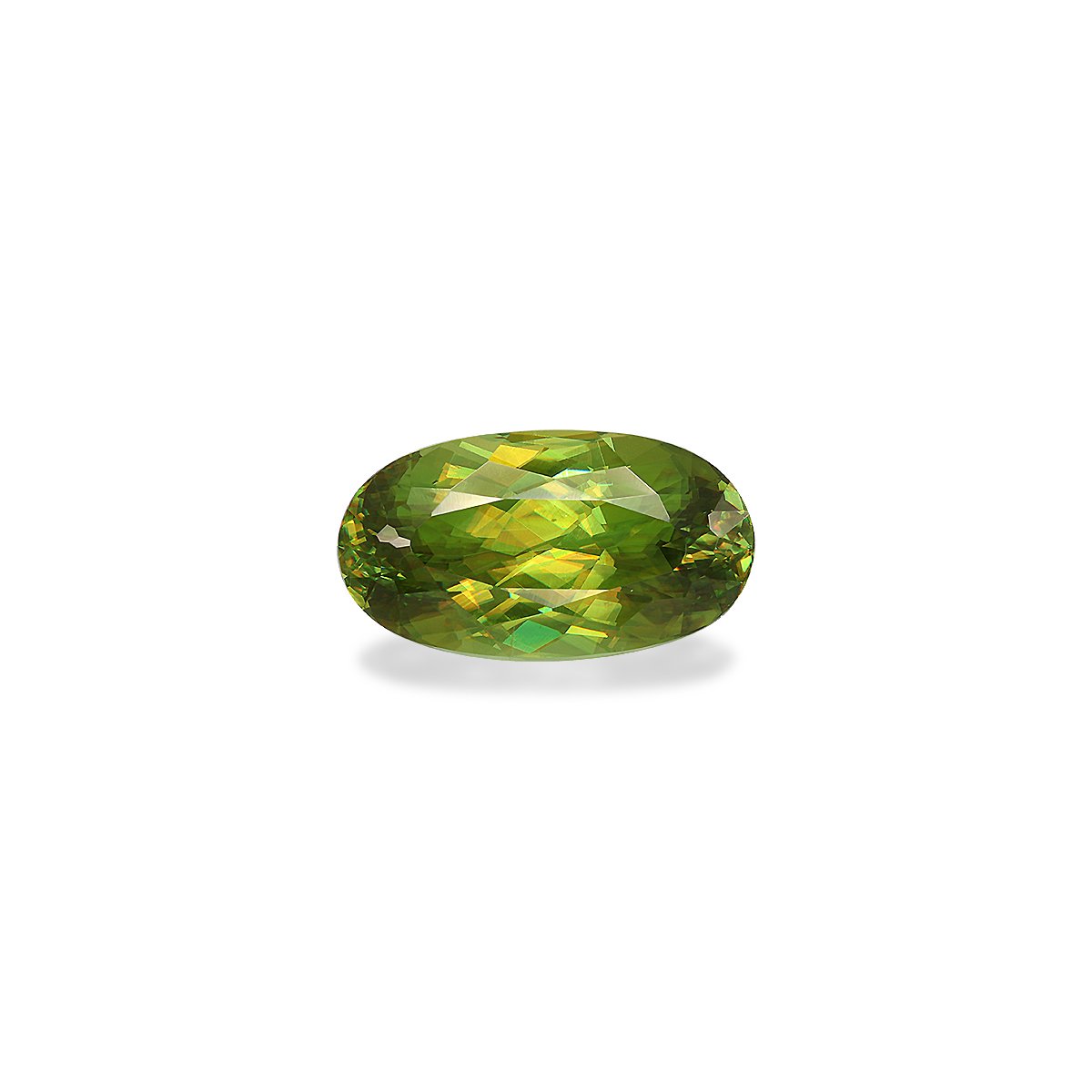 lime green sphene, 7.15ct oval cut — main view