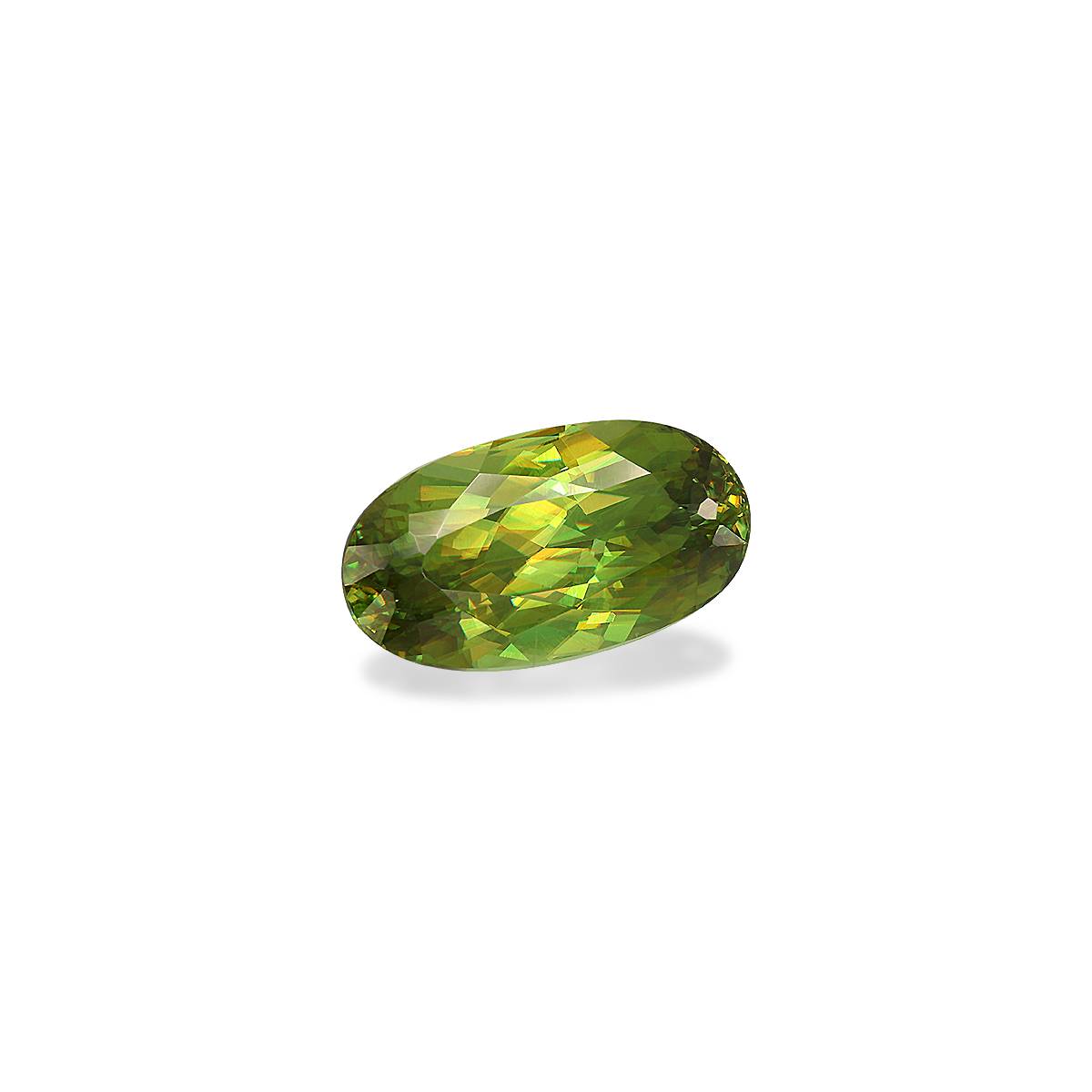 lime green sphene, 7.15ct oval cut — view 3