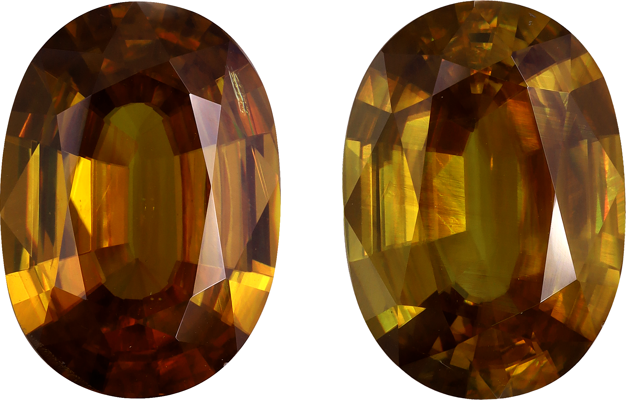 Oval cut sphene, 16.11 by 11.46 mm, shown at actual size