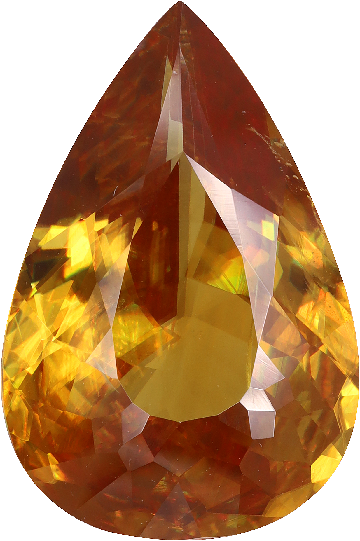Pear cut sphene, 18.93 by 12.6 mm, shown at actual size
