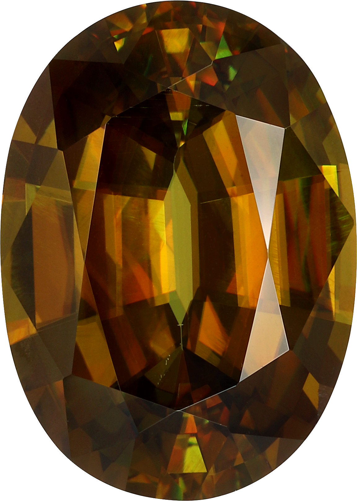 Oval cut sphene, 14.13 by 10.1 mm, shown at actual size