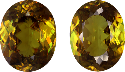 Oval cut sphene, 11.13 by 8.72 mm, shown at actual size