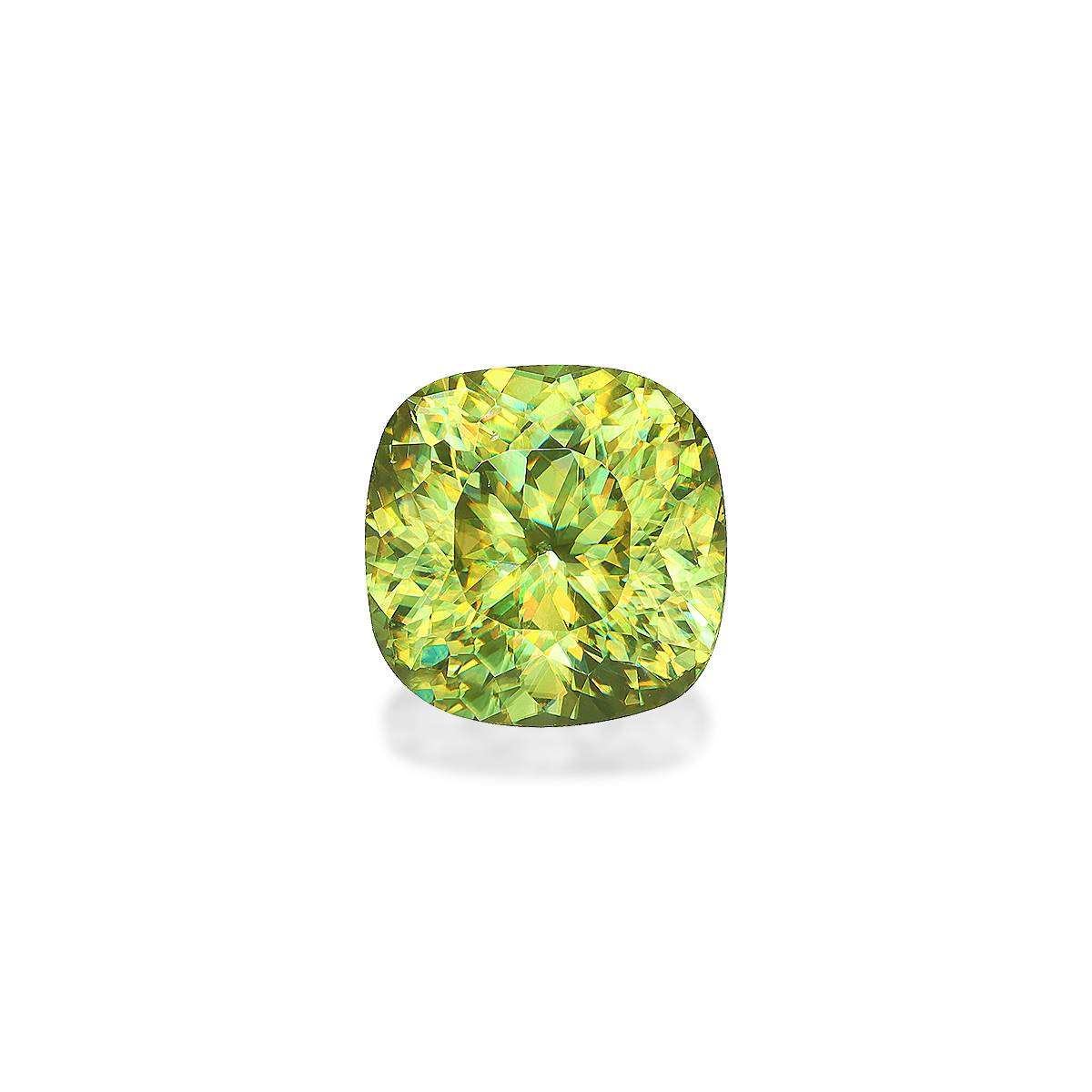 lime green sphene, 4.16ct cushion cut — main view
