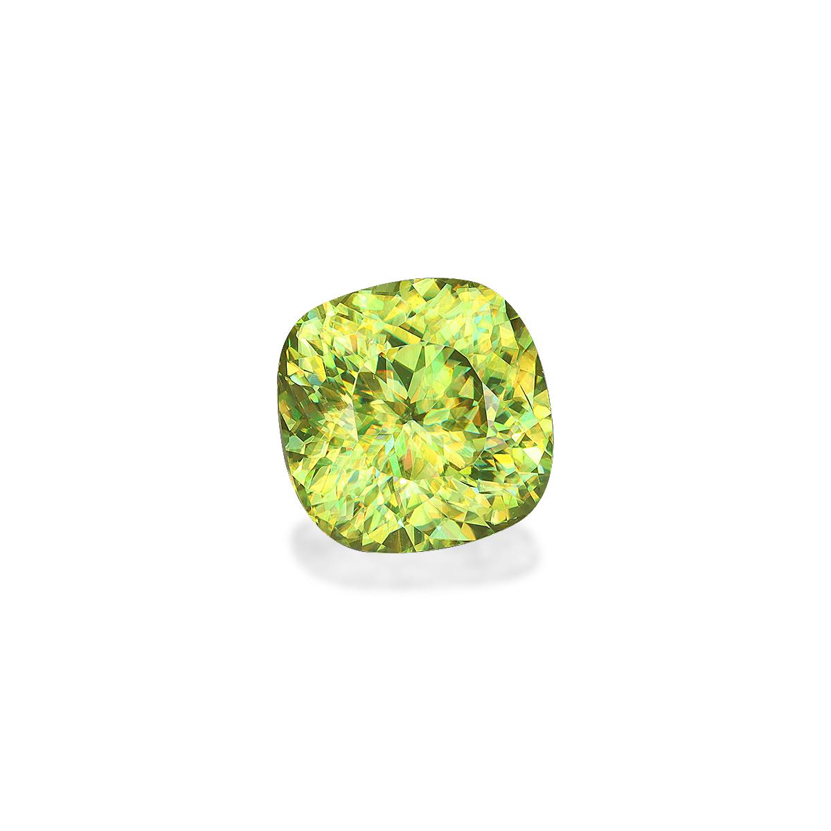 lime green sphene, 4.16ct cushion cut — view 3